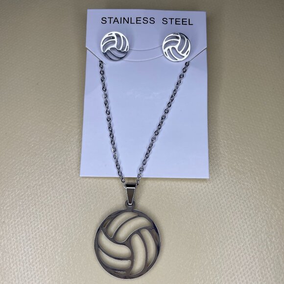 Stainless Steel Volleyball Jewelry Set - Picture 3 of 3